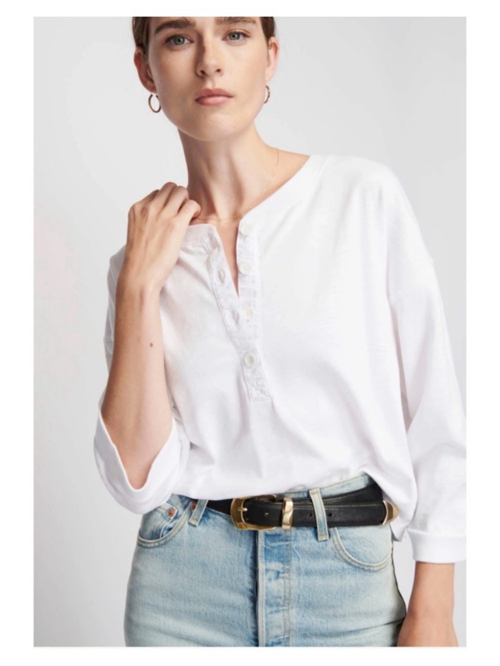 NATION | $169 Alix Henley Top in Optic White, Size Medium